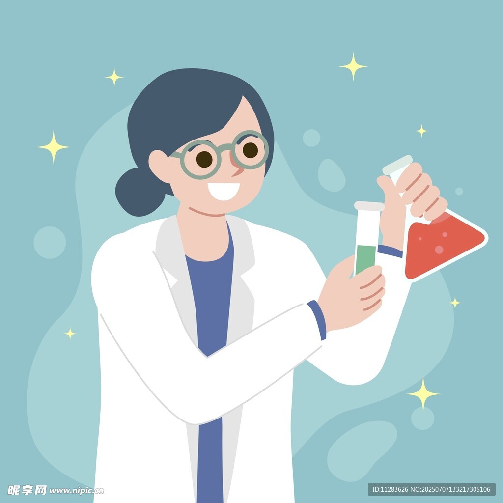 女科学家专注做实验