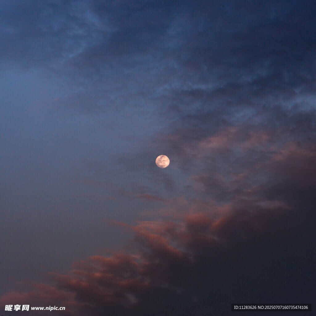 夜空下的朦胧月亮