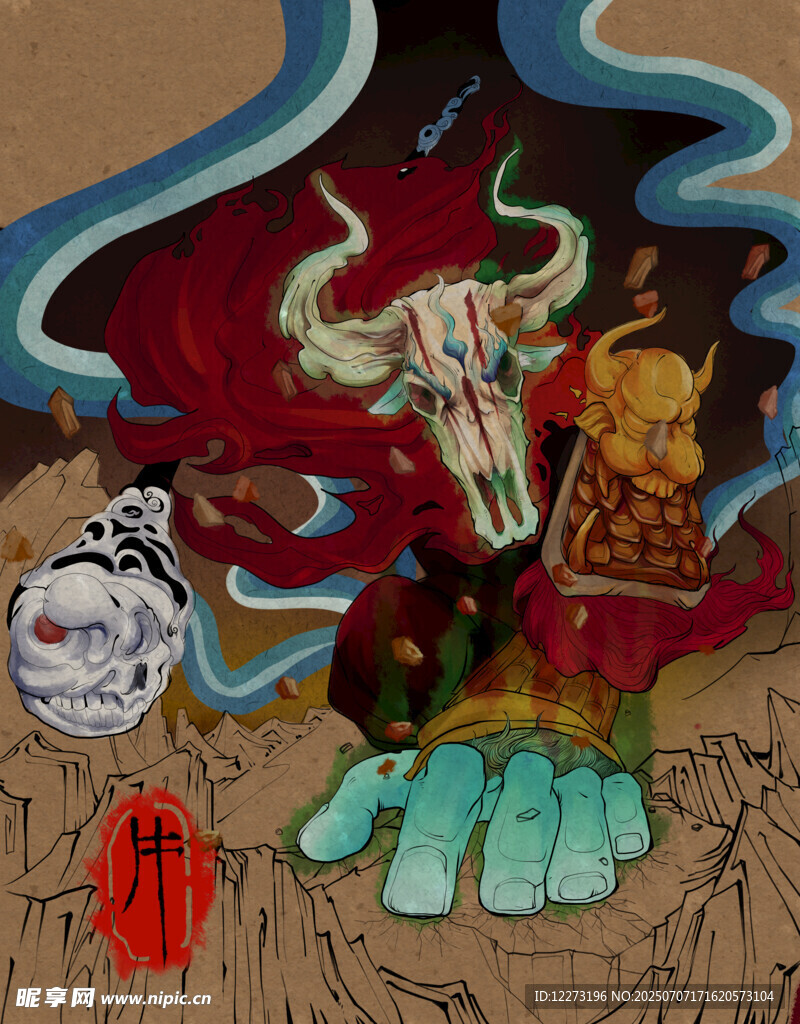 奇幻牛头怪插画