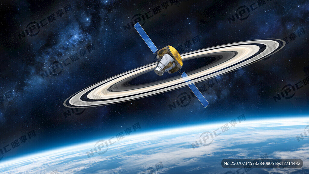 背景深蓝太空 边框层卫星轨道环