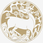 中式圆形鹿纹传统图案