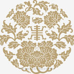 中式传统福寿花卉圆形图案