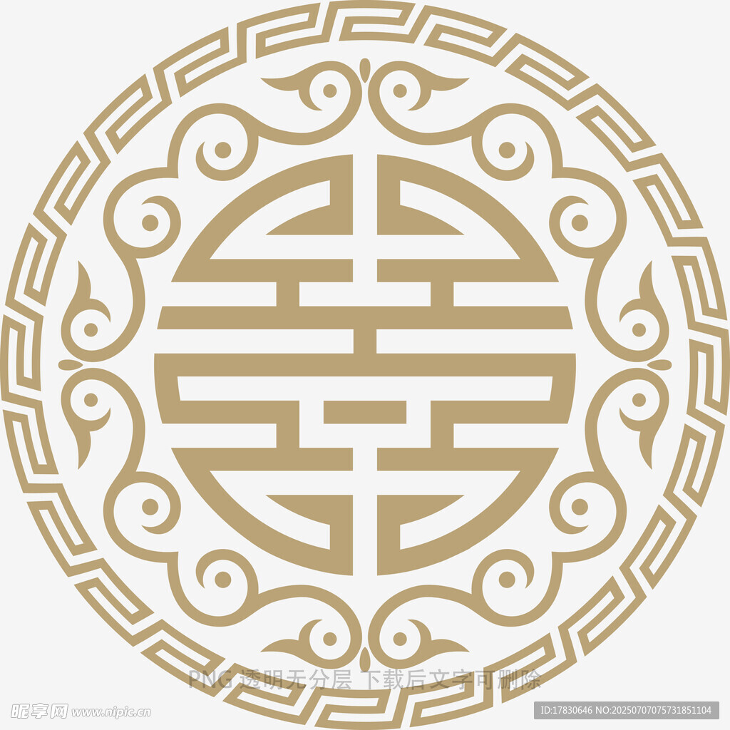 中式传统圆形寿字吉祥图案