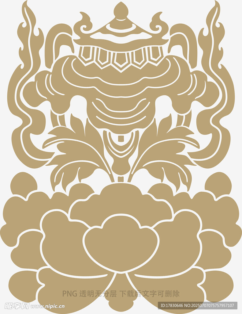 中式金色花卉传统装饰图案