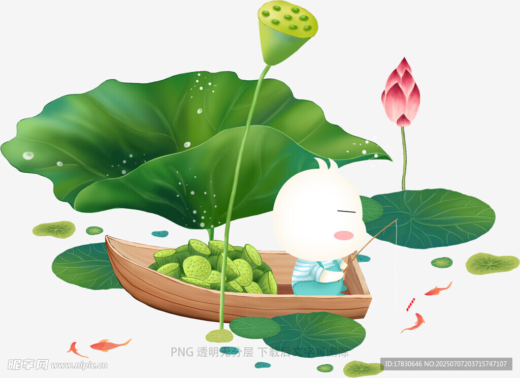 荷塘泛舟的悠然场景