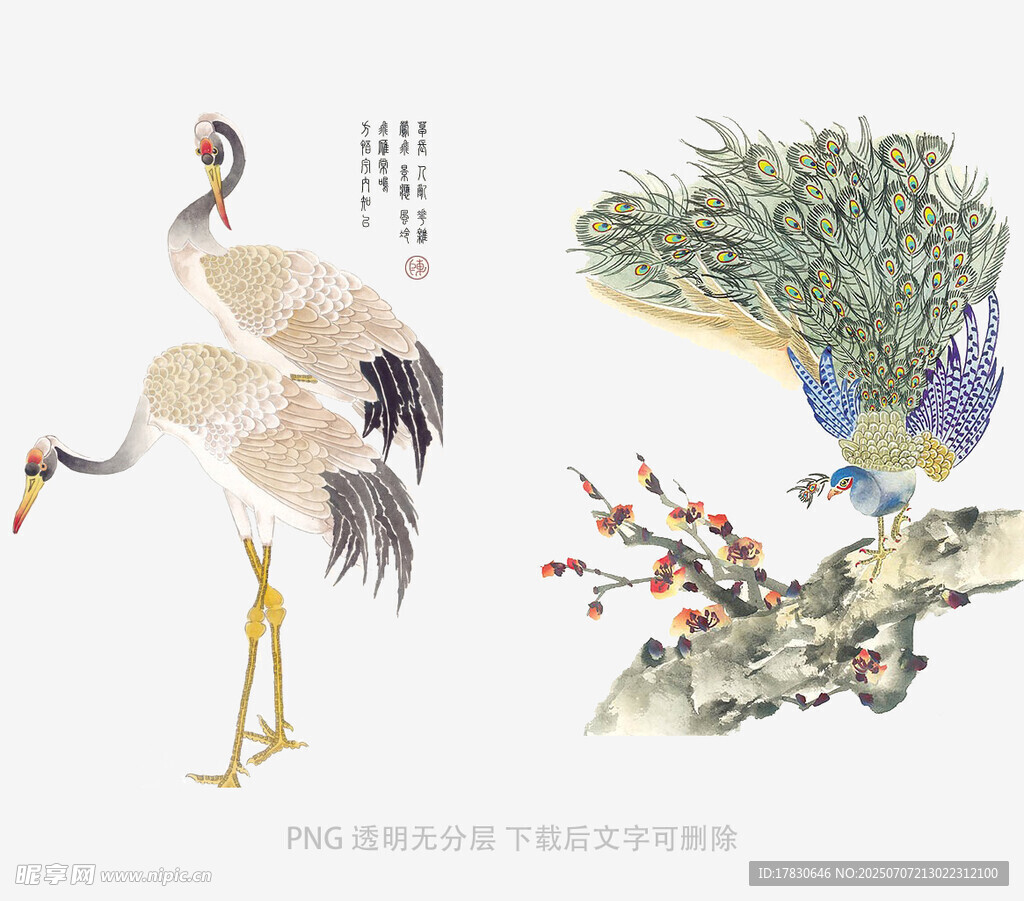中式花鸟工笔画艺术作品