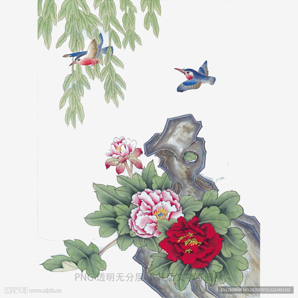 花鸟牡丹图