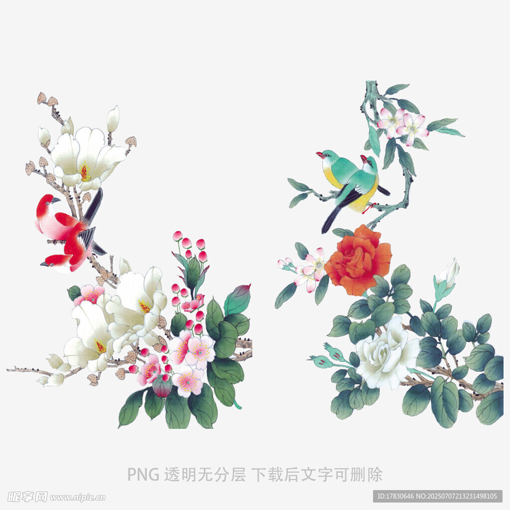 中式花鸟工笔画精美图案
