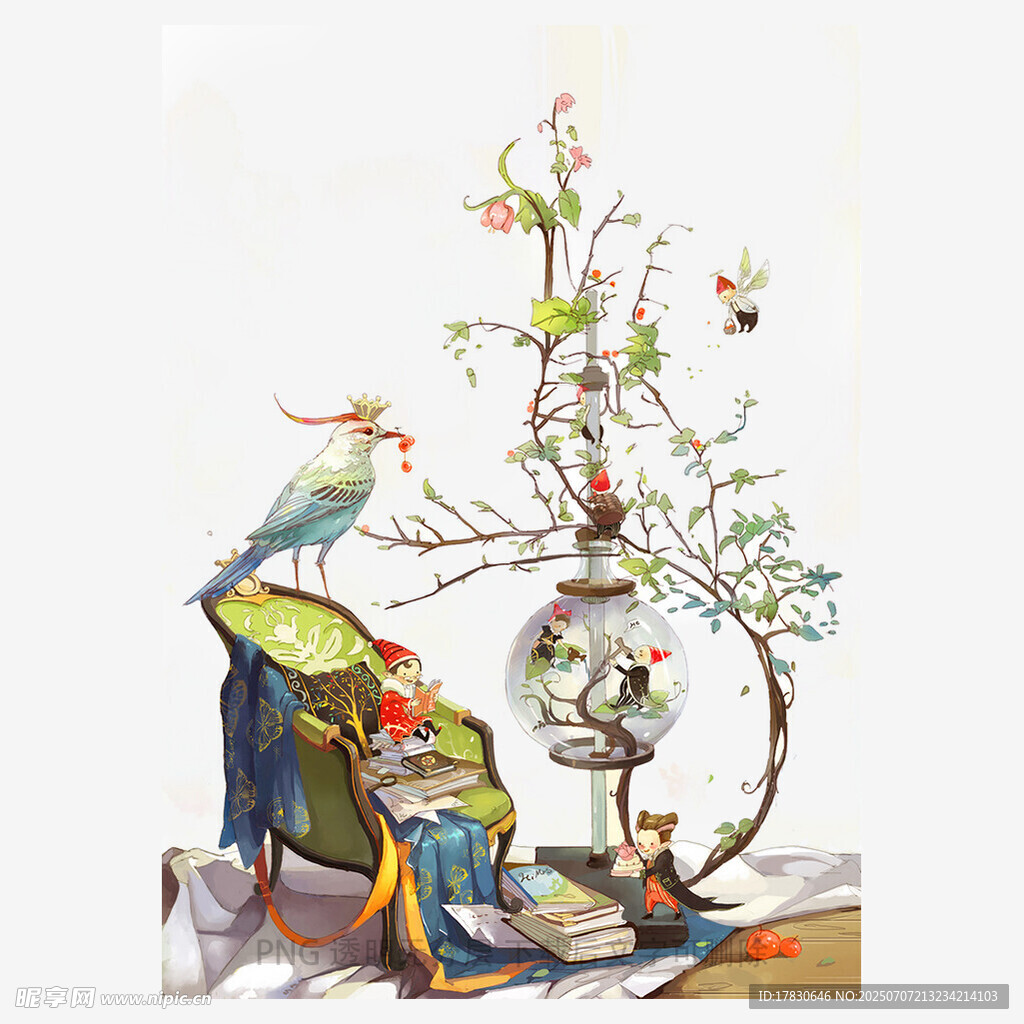 中式花鸟摆件艺术静物图