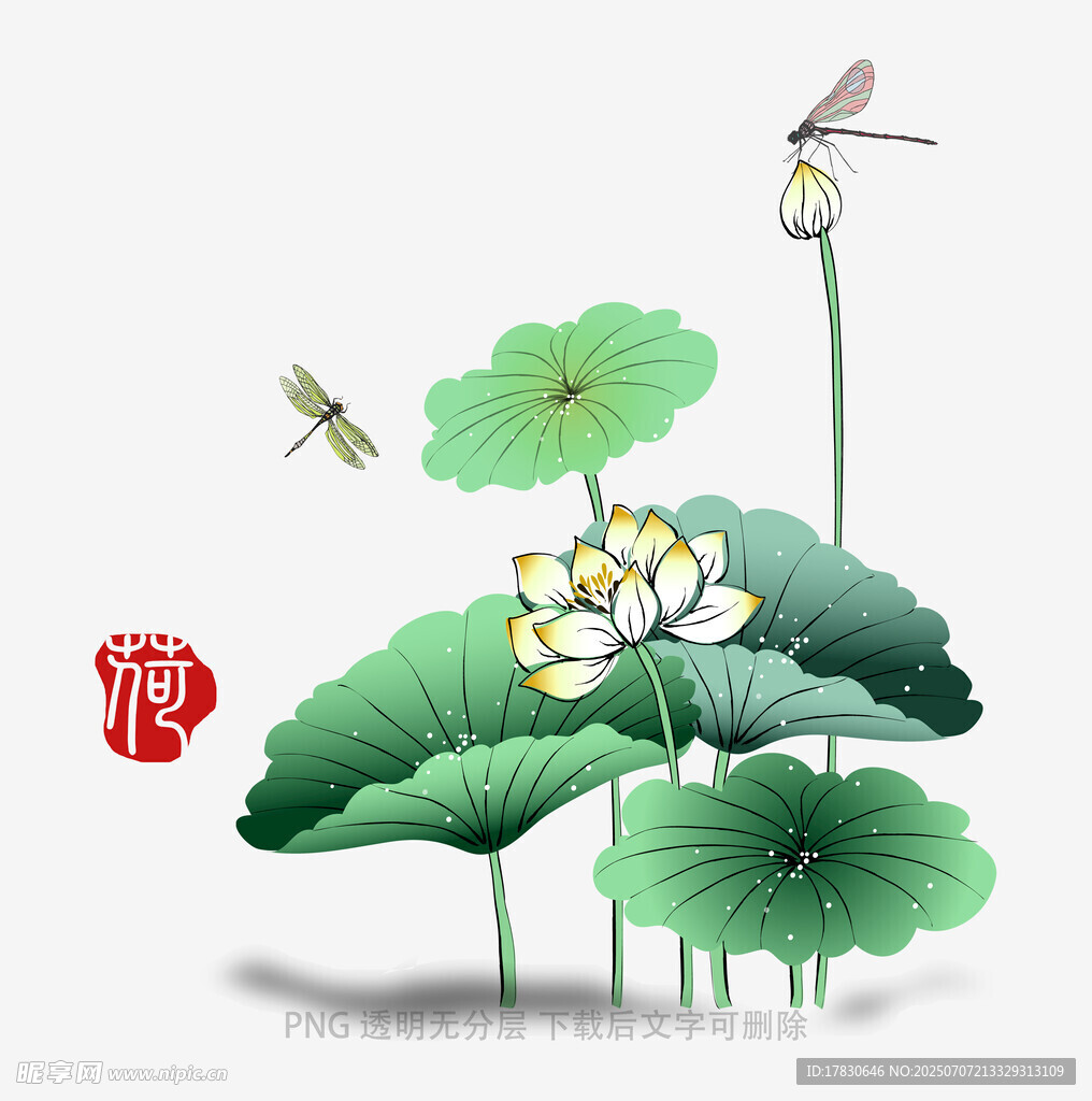 水墨荷花蜻蜓图