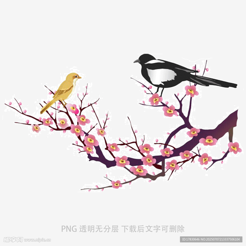 枝头双鸟图