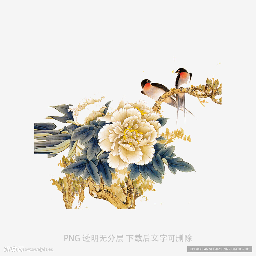 花鸟牡丹图