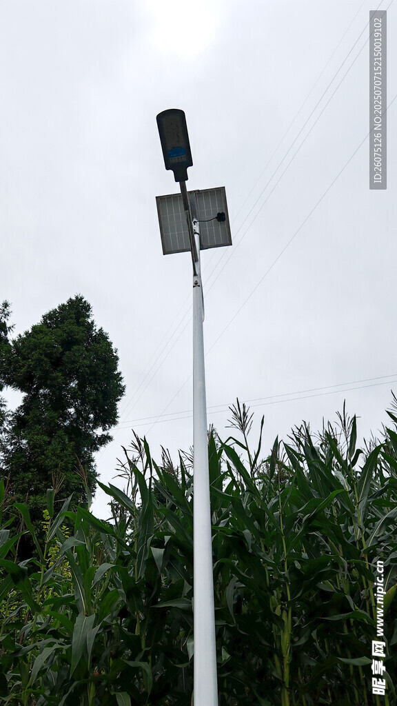 田野中的太阳能路灯