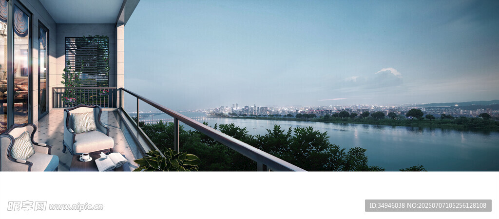 湖畔阳台美景