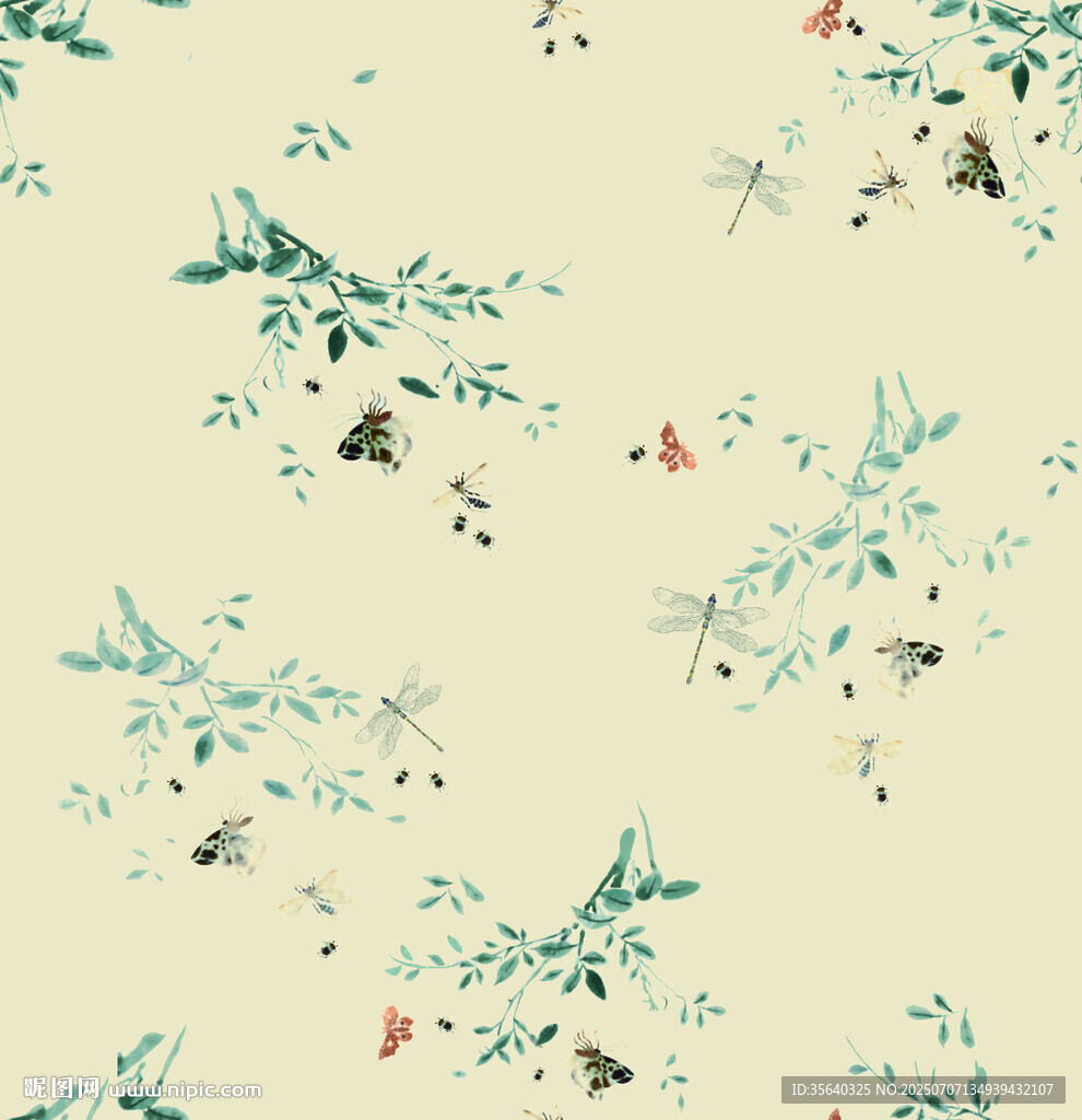 清新花鸟图案背景纹理