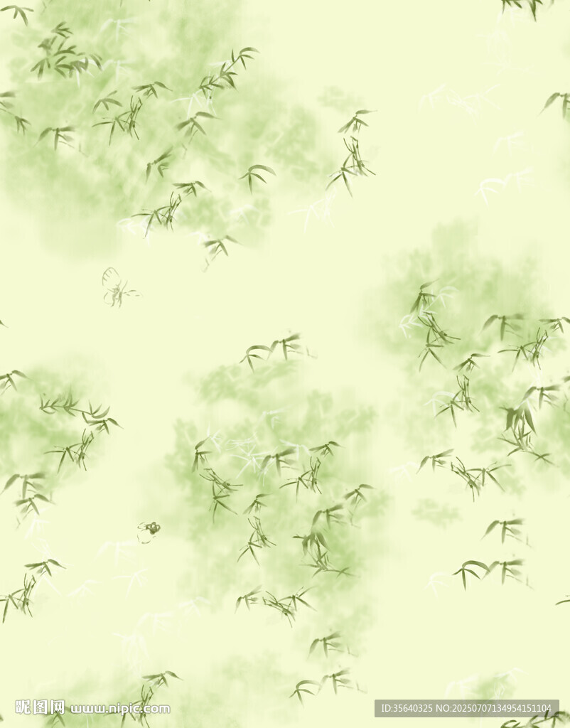 淡绿水墨风树叶纹理图案