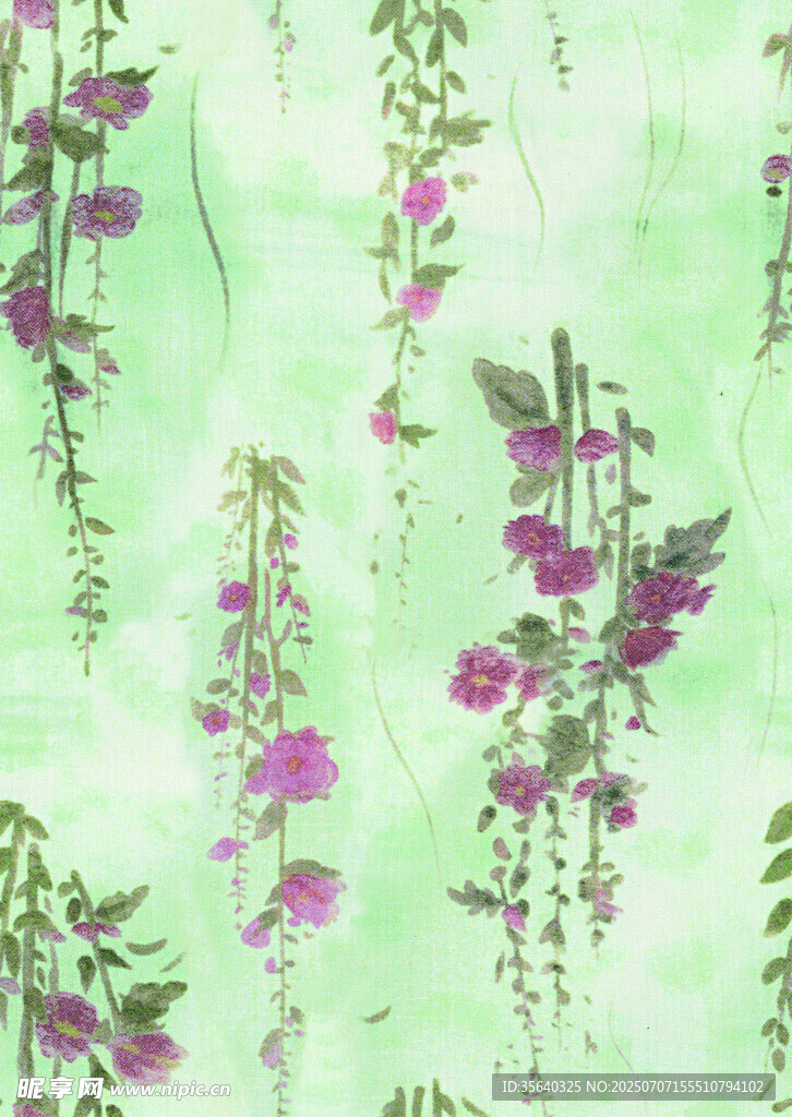 淡绿背景藤蔓花卉图案