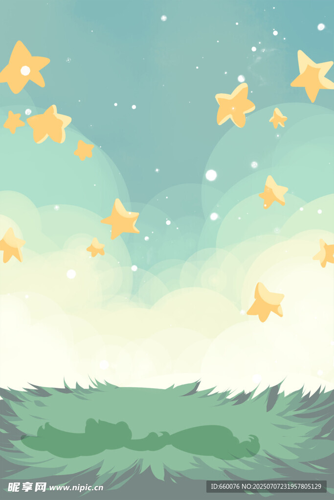 星空下的草地梦幻场景
