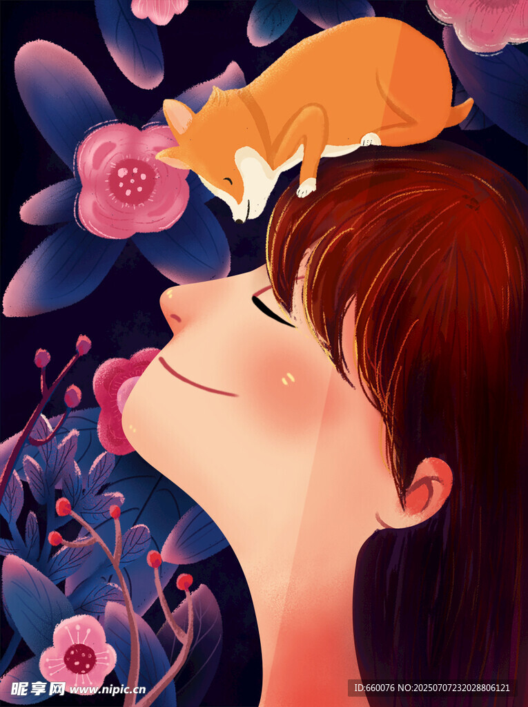 女孩与猫的温馨梦幻时刻