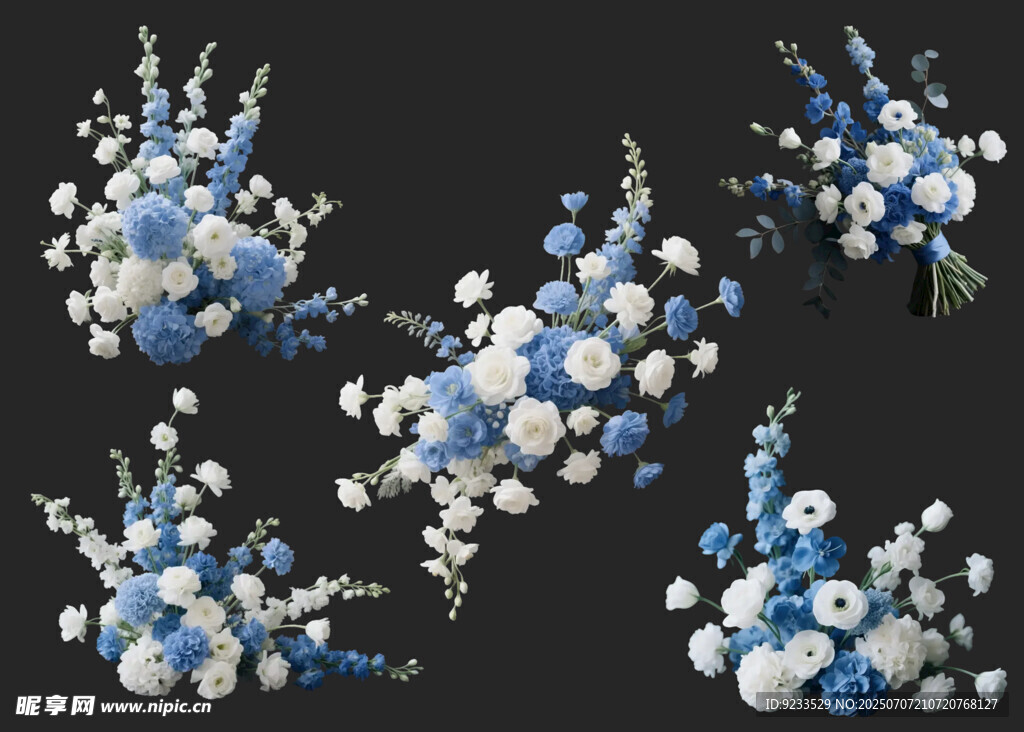 蓝白色花束
