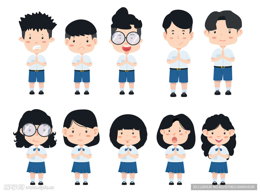 卡通风格学生形象集合