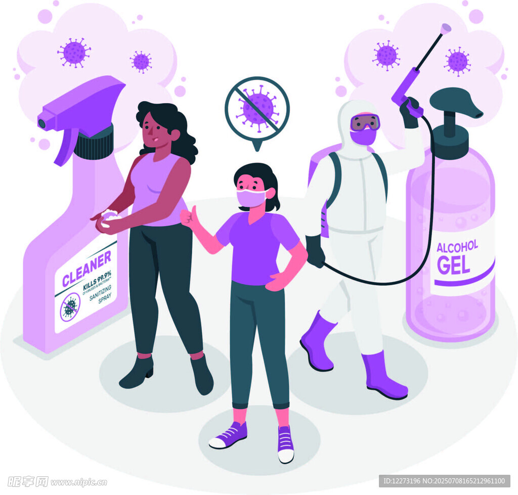 女性使用清洁与防护用品