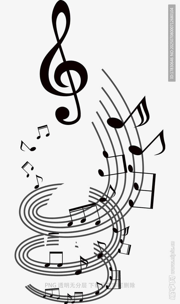 灵动音符环绕的音乐符号