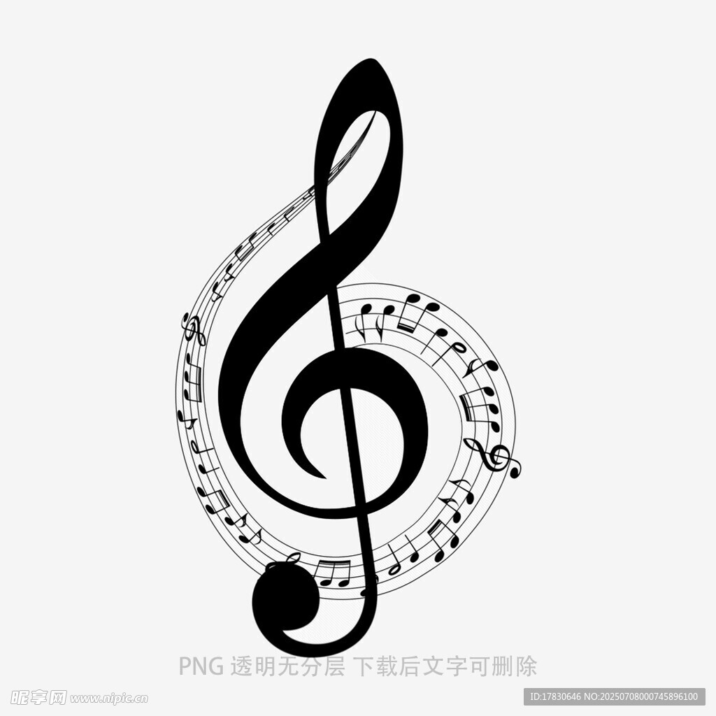 高音谱号与音符艺术图案