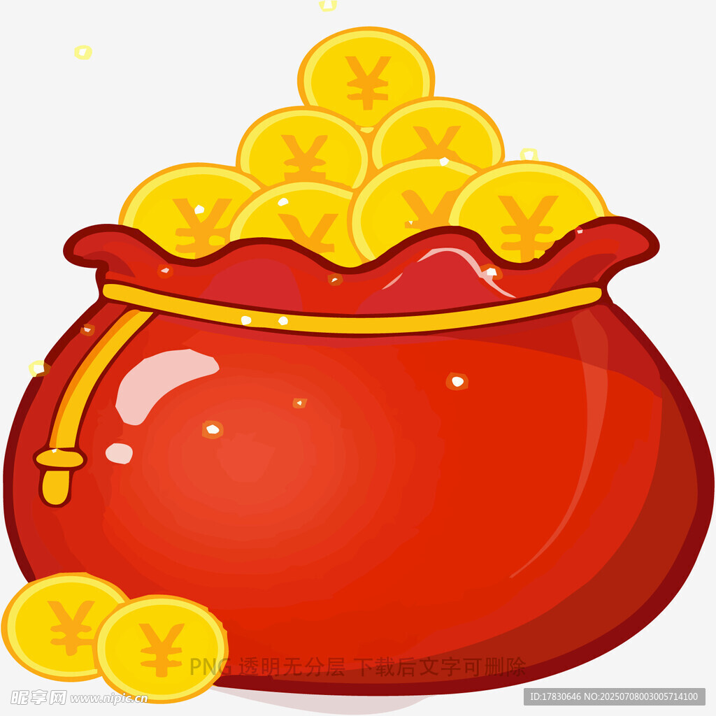 装满金币的红色钱袋