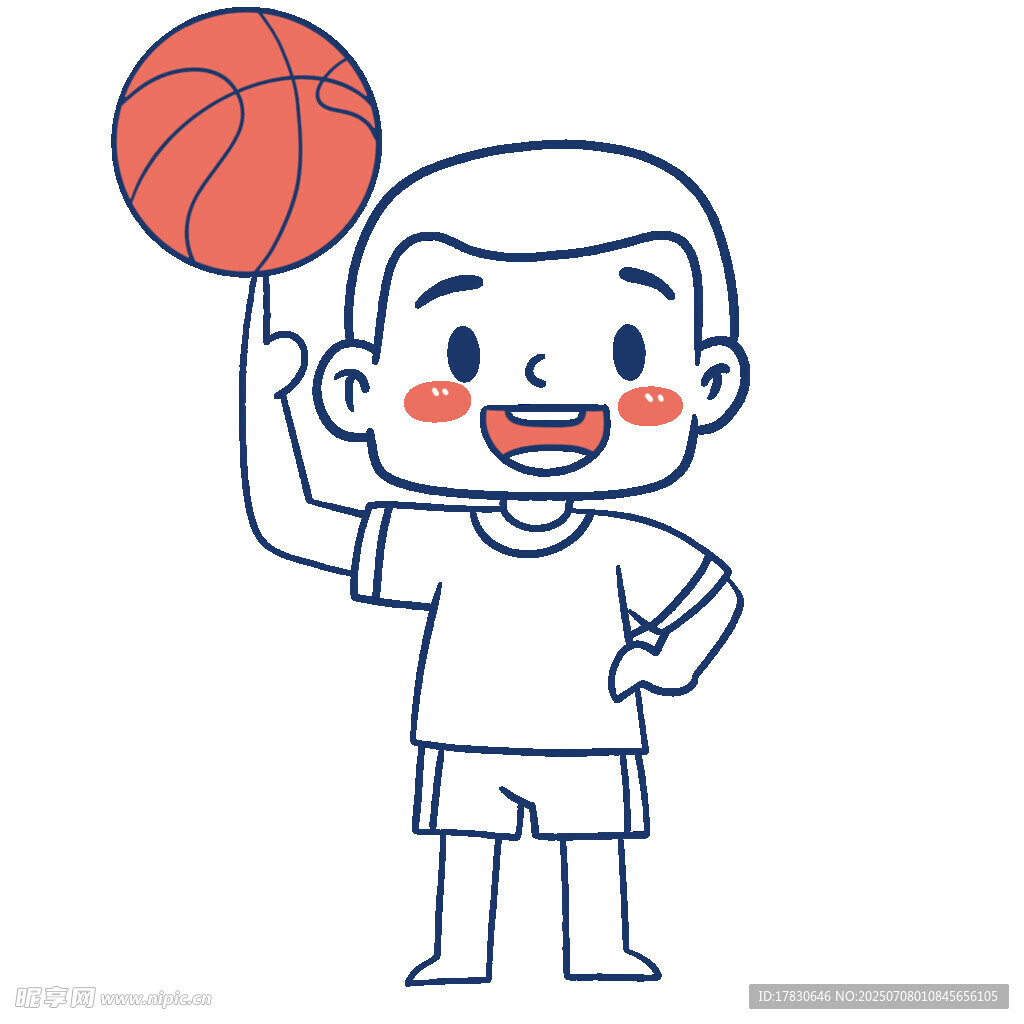 可爱男孩举篮球