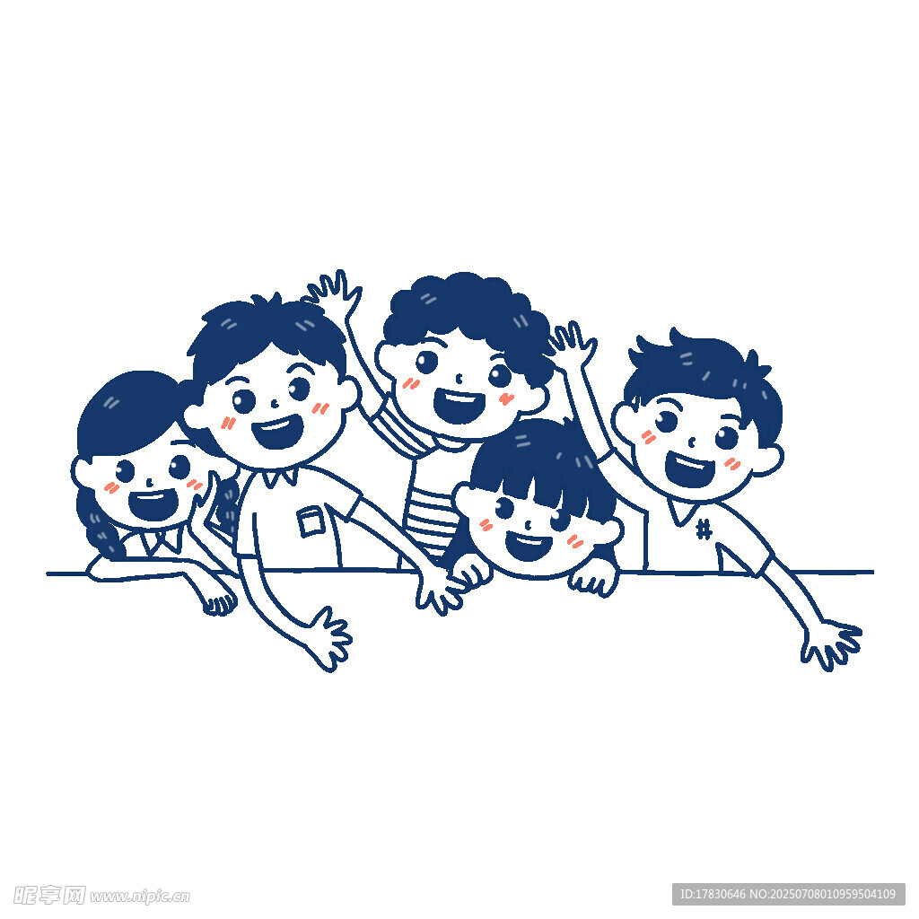 孩子们欢快探头的可爱瞬间