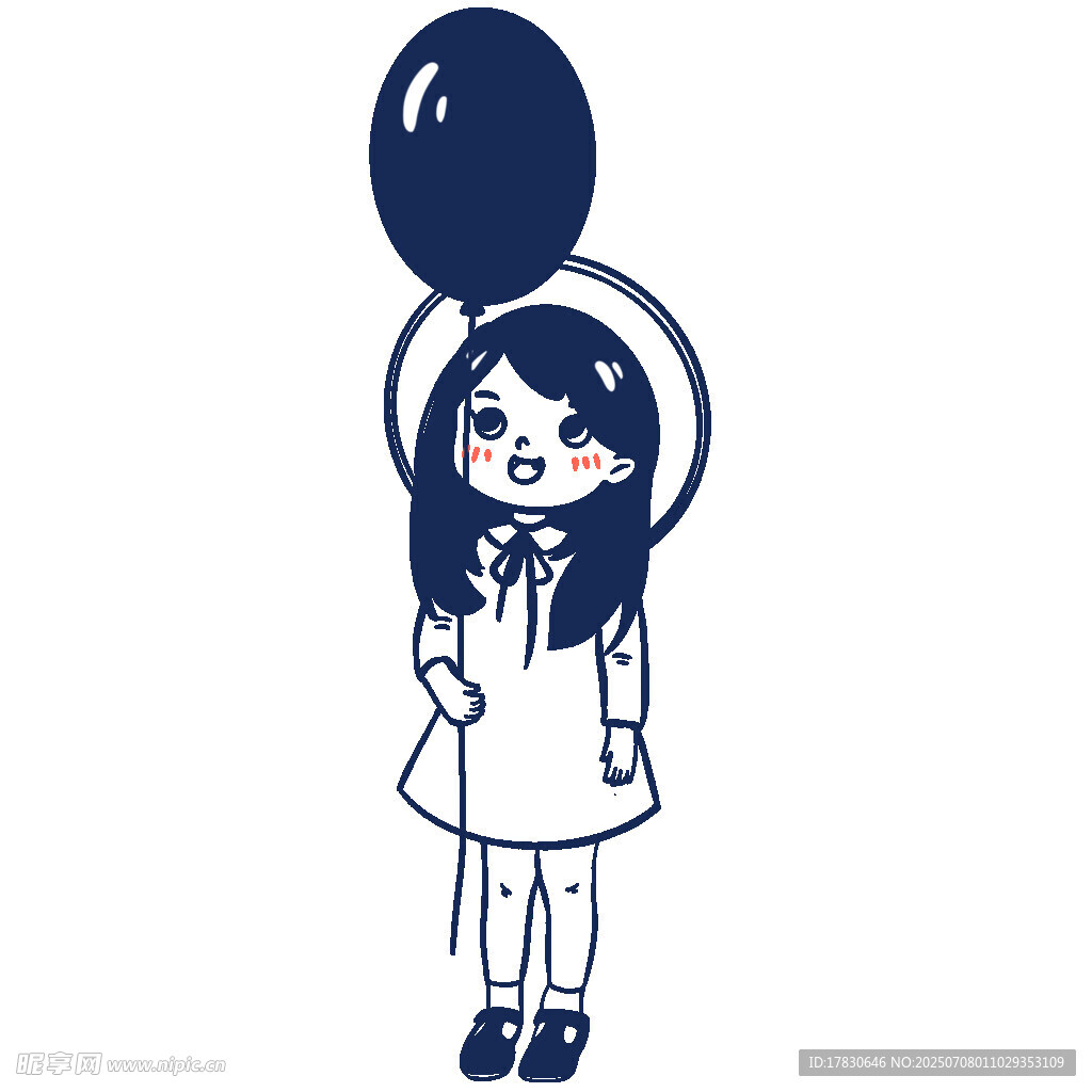 手持气球的可爱女孩