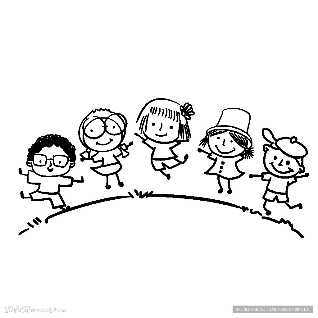 儿童手拉手欢快奔跑