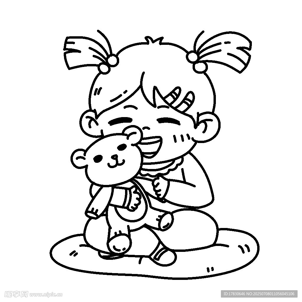小女孩与小熊玩偶的温馨时刻