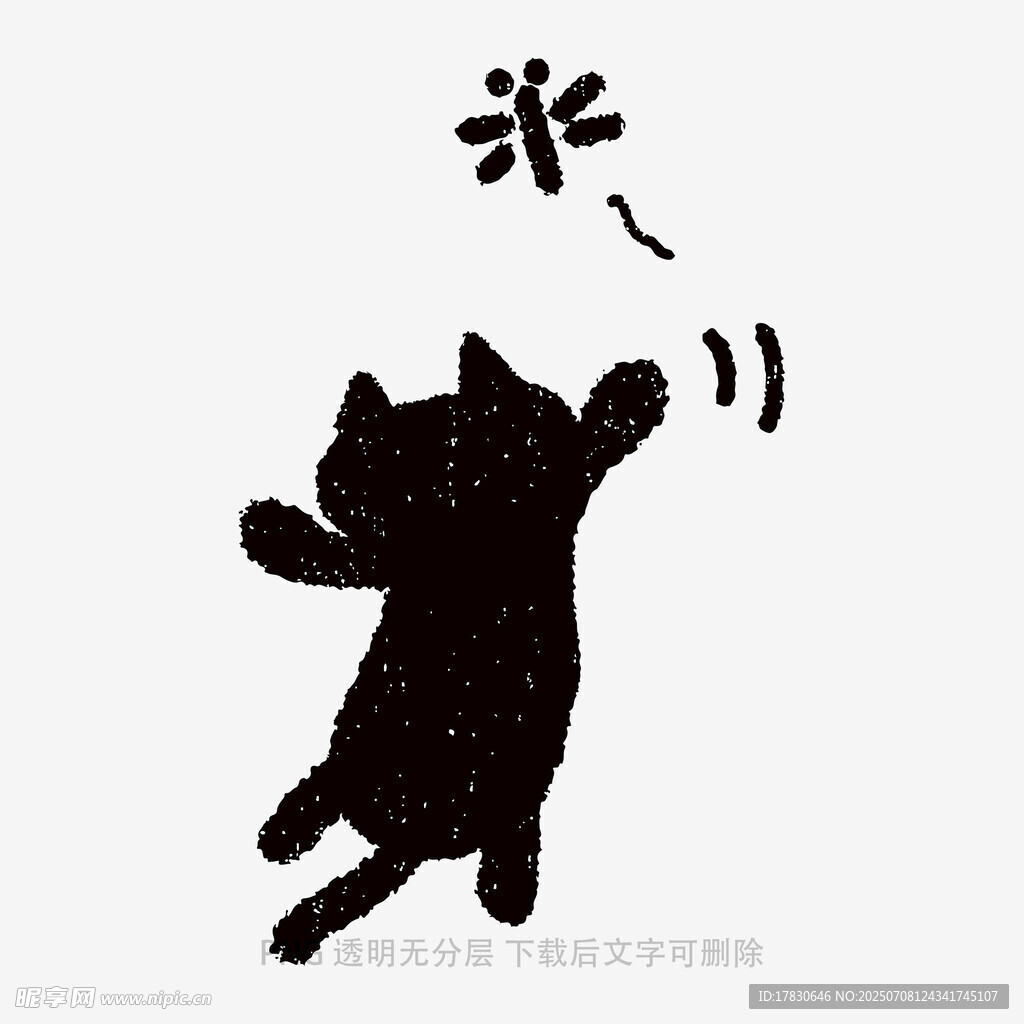 黑猫跃起抓飞虫