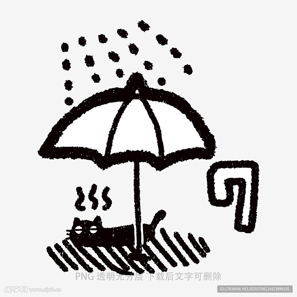 雨中猫咪躲在伞下取暖