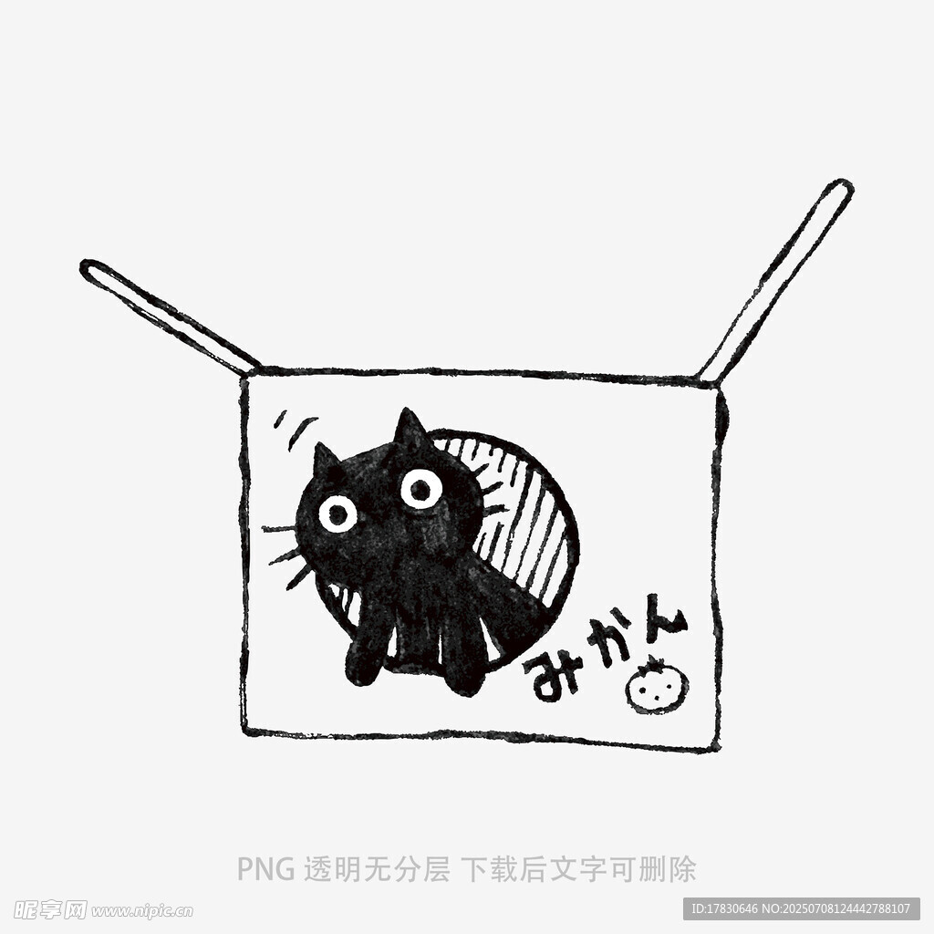 卡通袋中黑猫插画