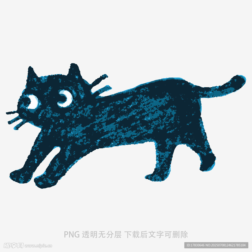 蓝色猫咪简笔画