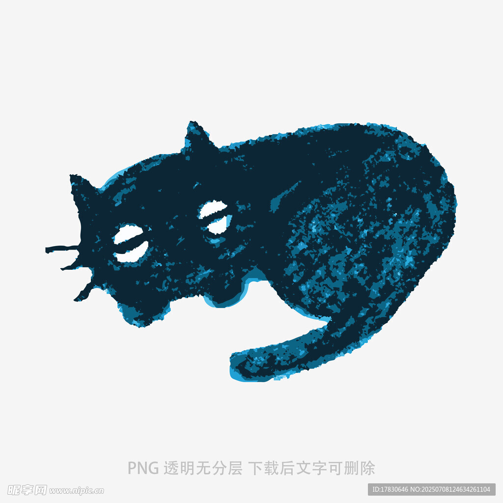 蜷卧的黑猫插画