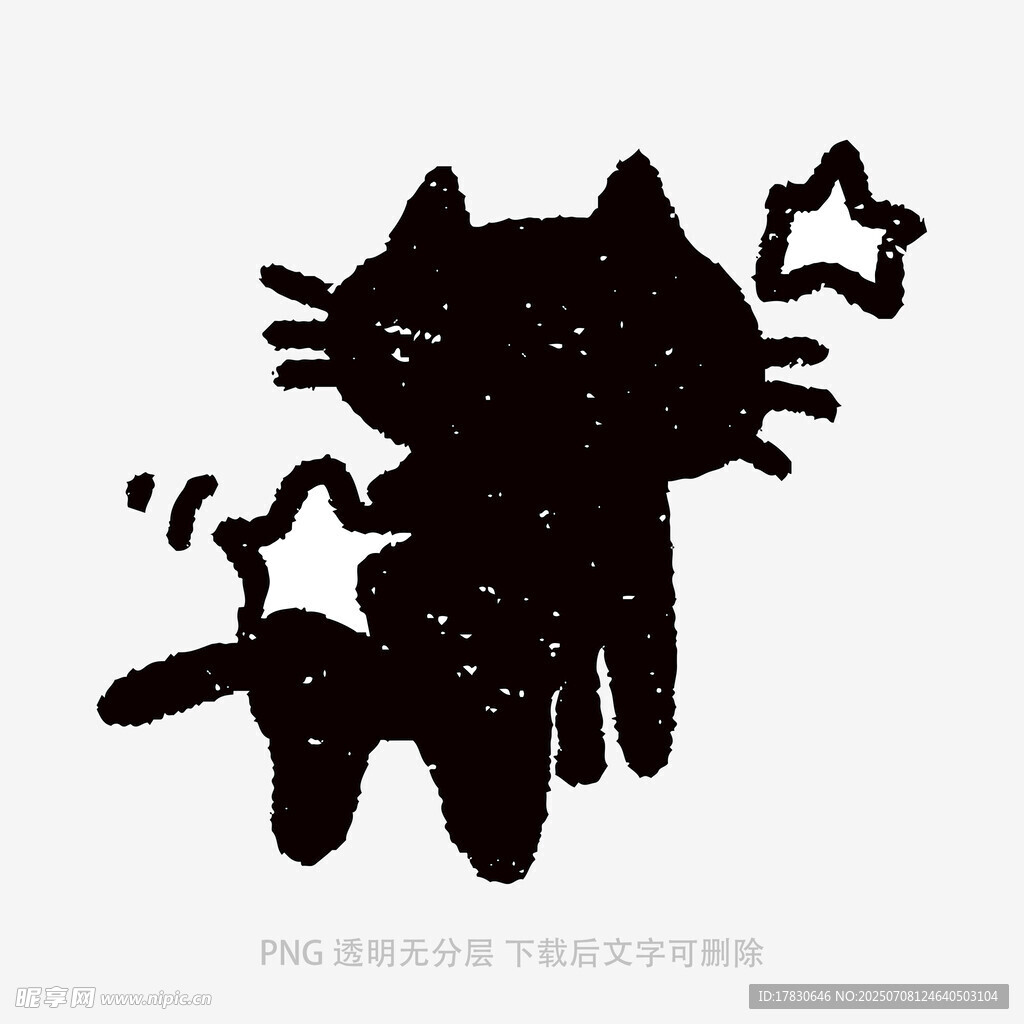 可爱黑猫与星星卡通图案