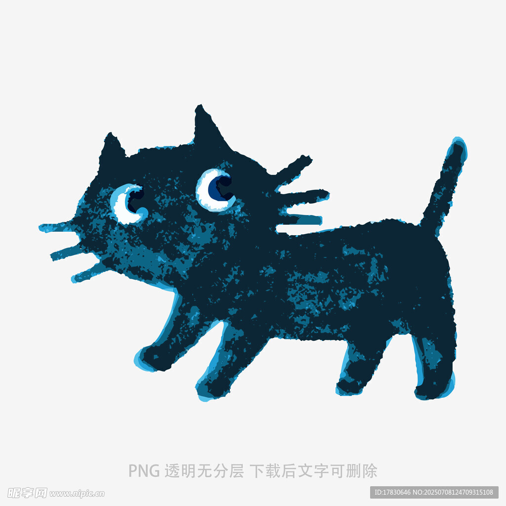 蓝色卡通猫咪形象