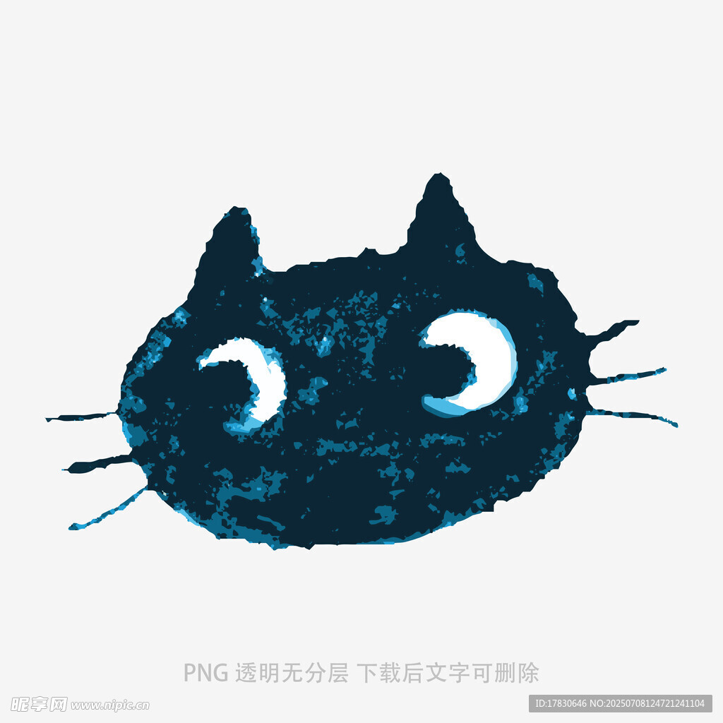 手绘蓝色猫咪头像
