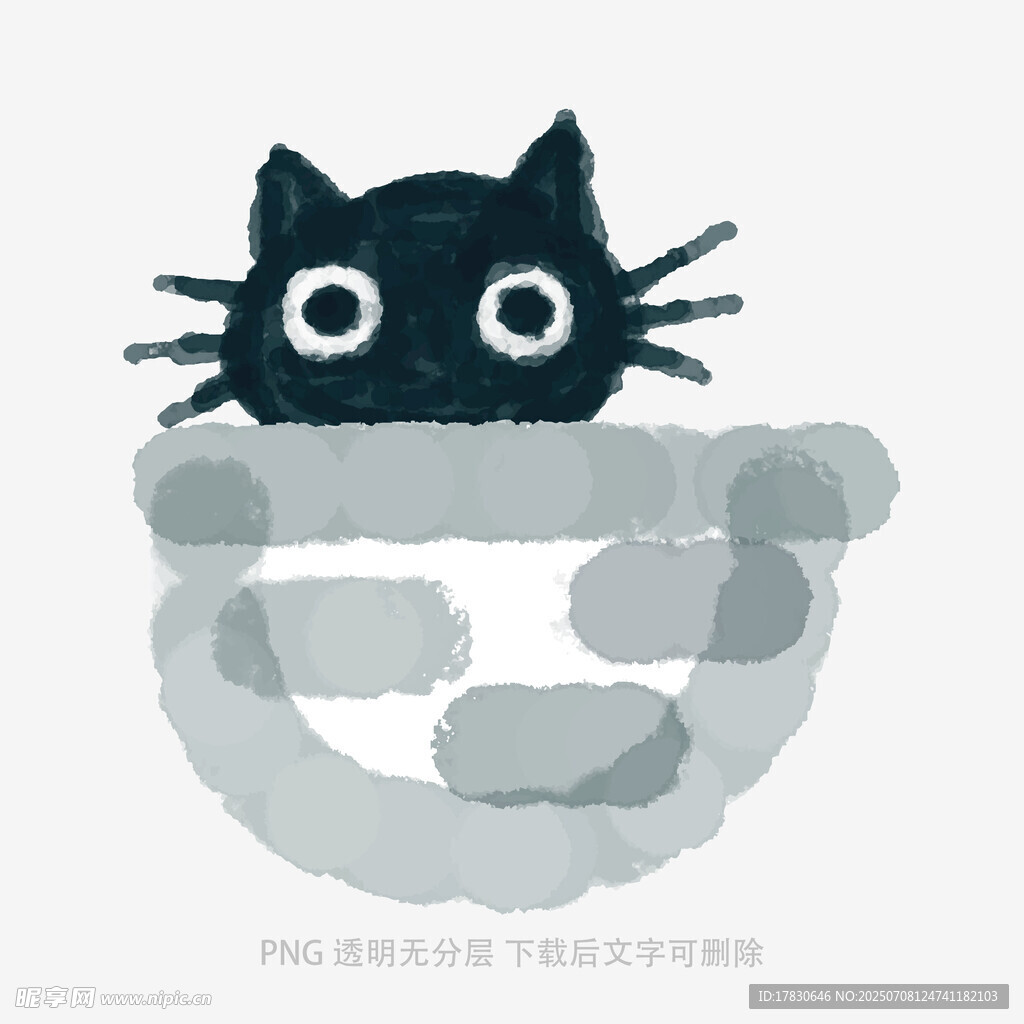 黑猫躲在碗后萌趣画面