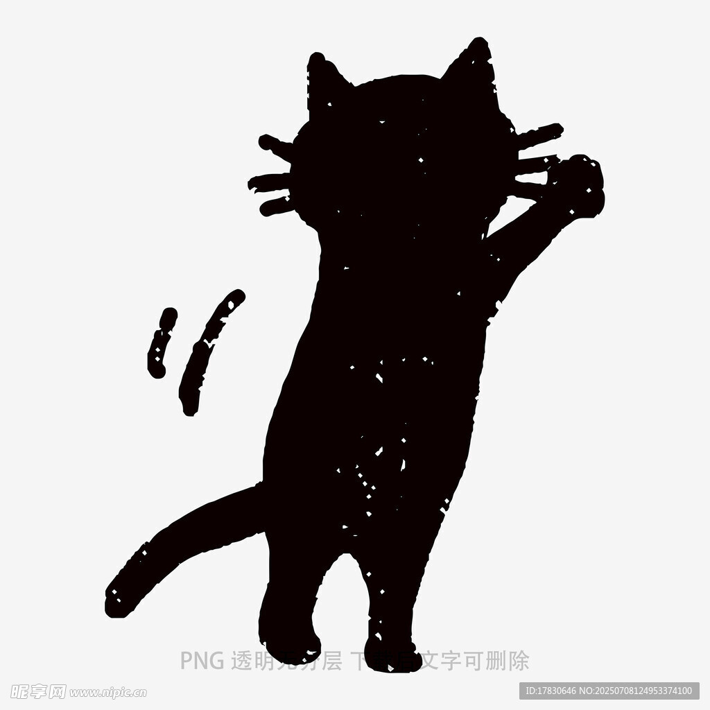 黑猫跃起剪影