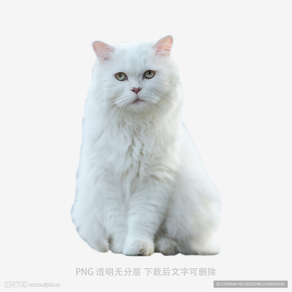 可爱白色猫咪端坐