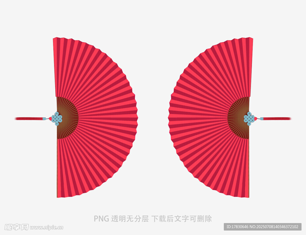 中式红色折扇图案设计