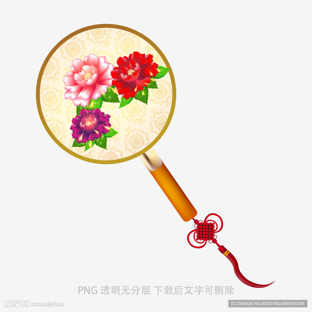 刺绣团扇上的多彩花卉