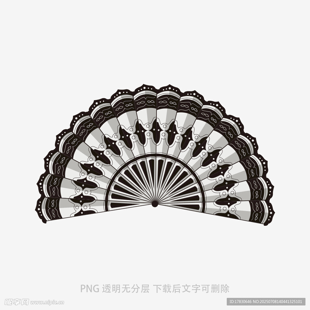 黑白扇形蕾丝图案设计