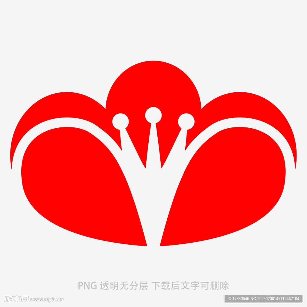 红色皇冠花朵标志设计