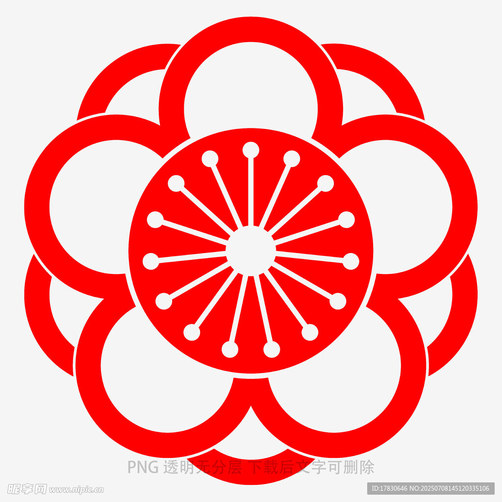 红色花朵状环形图案